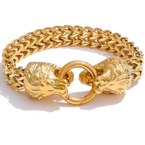 Stainless Steel Lion Head Gold  Bracelet-Unisex With the Gift Box - Picture 8 of 11